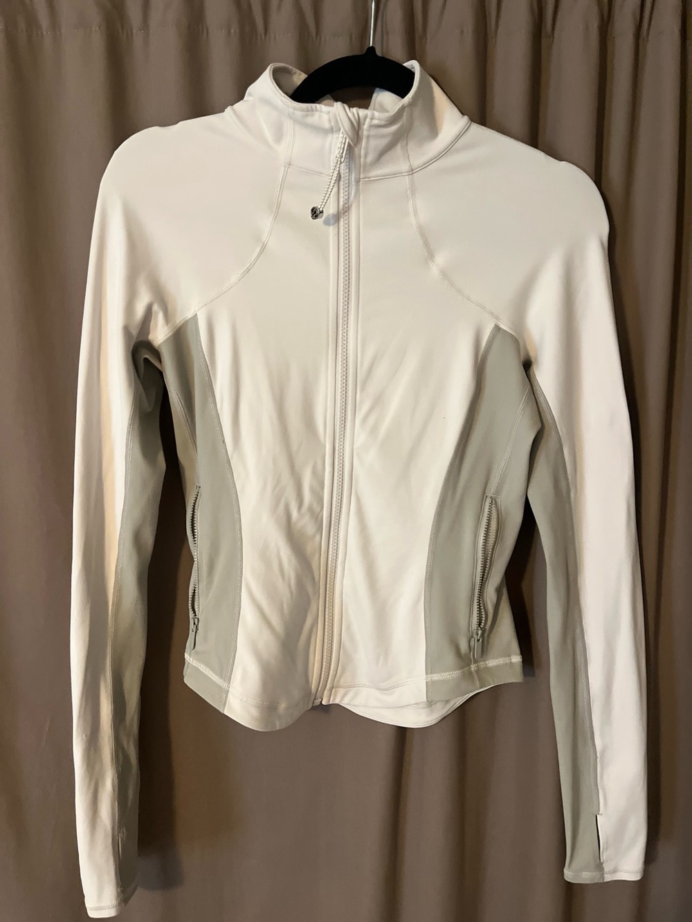 lululemon athletica Cream Full-Zip Utility Jacket with Light Gray Panels